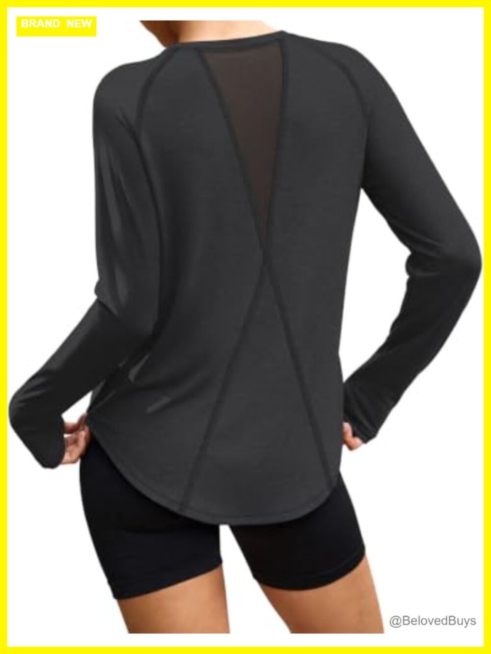 Women's Long Sleeve Workout Top Crew Neck Athletic Gym Shirt